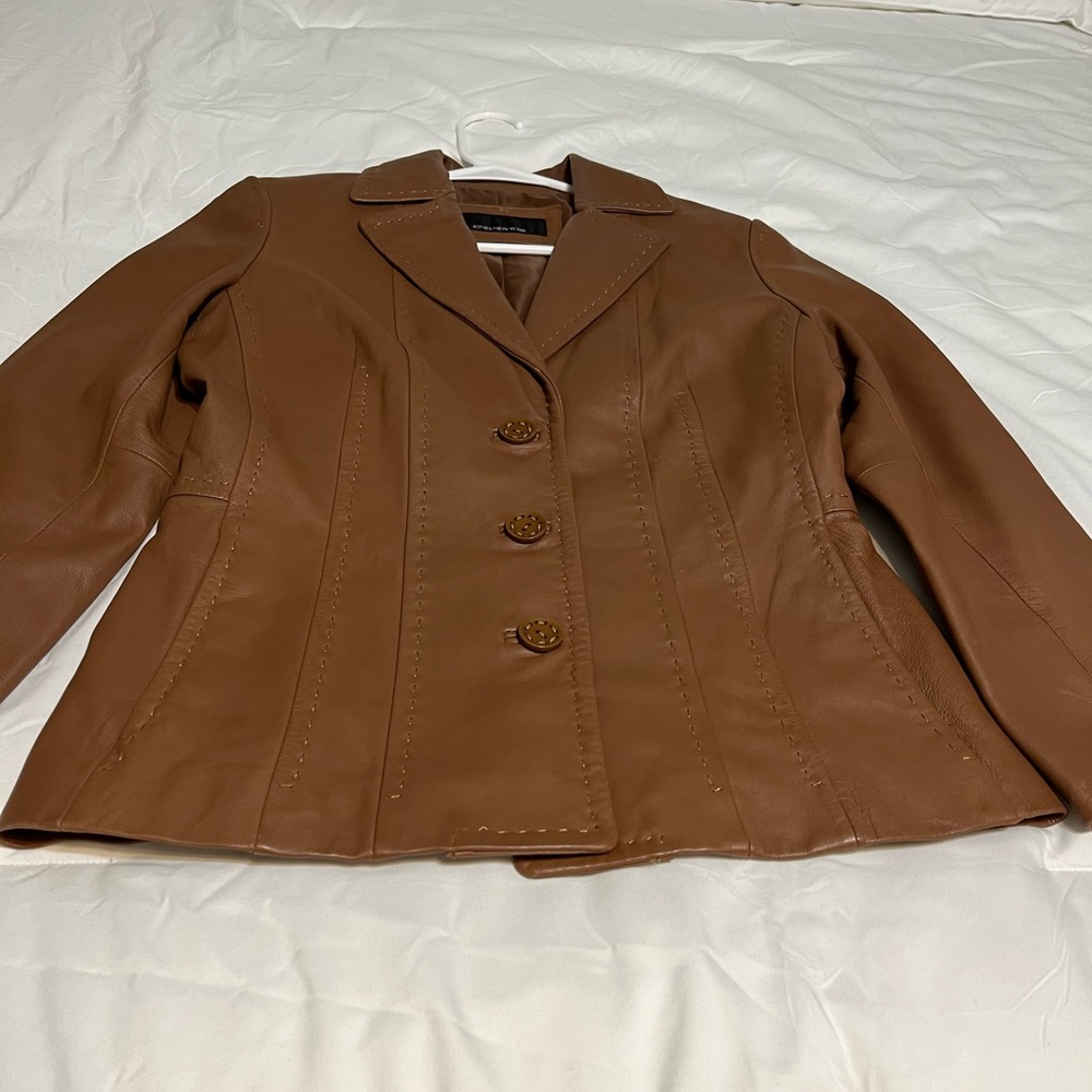 Beautiful, brown, faux, leather brown blazer size small